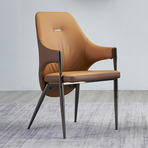 Silla de <span class=keywords><strong>Comedor</strong></span> Nórdica Italiana Moderna de Lujo, Tapizada en Cuero PU, con <span class=keywords><strong>Cuatro</strong></span> Patas Metálicas Resistentes para <span class=keywords><strong>Comedor</strong></span> - Product Image 5