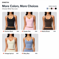 Soutien-gorge de sport Dingtai à blocs de couleur, réglable, à col halter, rembourré, sans armatures, pour femme, débardeur de yoga, fitness, entraînement, maintien léger