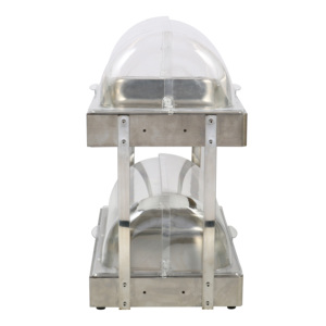Soporte de Acero Inoxidable para Exhibición de Alimentos con Tapa para Utensilios de Cocina de Plástico Transparente con Bandeja - Product Image 4