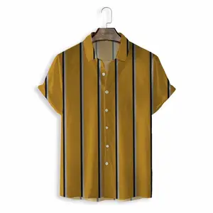 맞춤형 남성 버튼 셔츠 반소매 옐로우 프린트 버튼 다운 쿠바 칼라 셔츠 남성용 짧은
