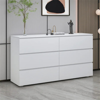Meubles de chambre à coucher modernes en vente chaude, couleur blanche populaire, commode à 6 tiroirs pour chambre à coucher