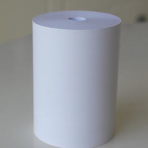 Rouleau de papier thermique monocouche 57x50mm sans noyau pour caisse enregistreuse, 100% pâte de bois pure - Product Image 3
