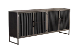 Buffet élégant en bois pour salle à manger, avec portes sculptées à la main par des artisans et un grand espace de rangement avec tiroirs. - Product Image 4