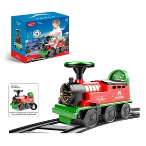 Ride On Train with Track Electric Ride On Toy w/ Lights & Sounds Storage Seat Train Toy Ride for Kids Birthday Gift Riding Car