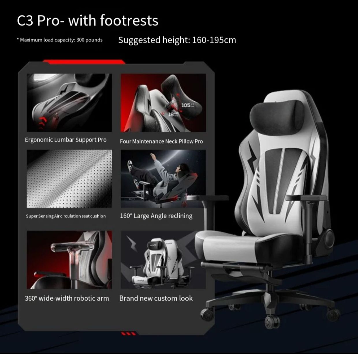 Noir et blanc avec repose-pieds