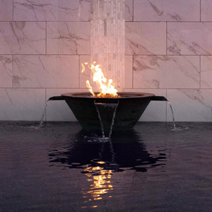 Gas Outdoor Firepit with Water Feature Low Smoke Square Corten Steel <b>Fire</b> <b>Pit</b> and Water Bowl for Swimming Pool - Product Image 6