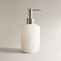 STONEKOCC Distributeur de savon moderne et écologique en marbre naturel transparent, albâtre blanc espagnol, pour la séparation du savon dans la salle de bain