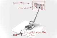 Accesorios para Móviles al por Mayor, Nuevo Producto, Soporte de Suelo para Tablet, Base con Peso de 4 kg, Brazo Largo de 64 cm, 5 Ruedas, Aleación de Aluminio, Metal Estable
