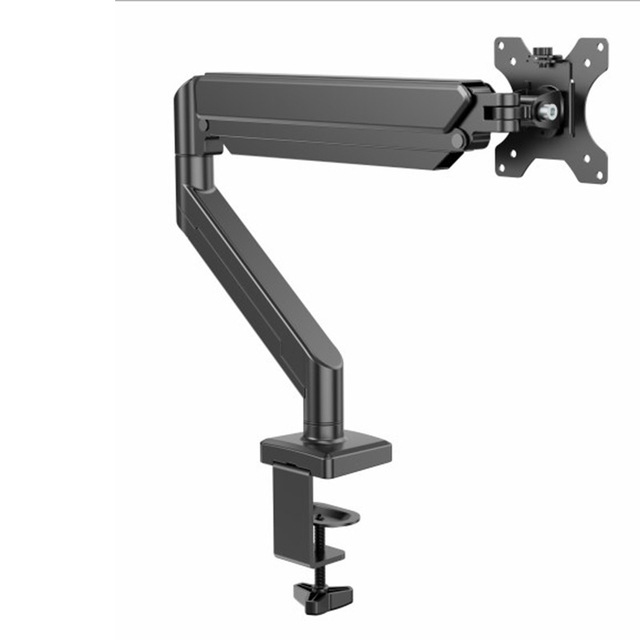 Custom Convenient Installation Gas Spring Tall Pole Desk Upside C Clamp Vesa Black Single Arm Aluminum Stainless Steel Monitor