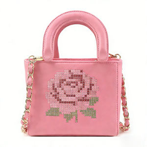 Haute qualité Mini taille femmes Rose motif sac à main nouveau Design à la mode bandoulière sac à bandoulière chaînes lettre pour petit été - Product Image 6