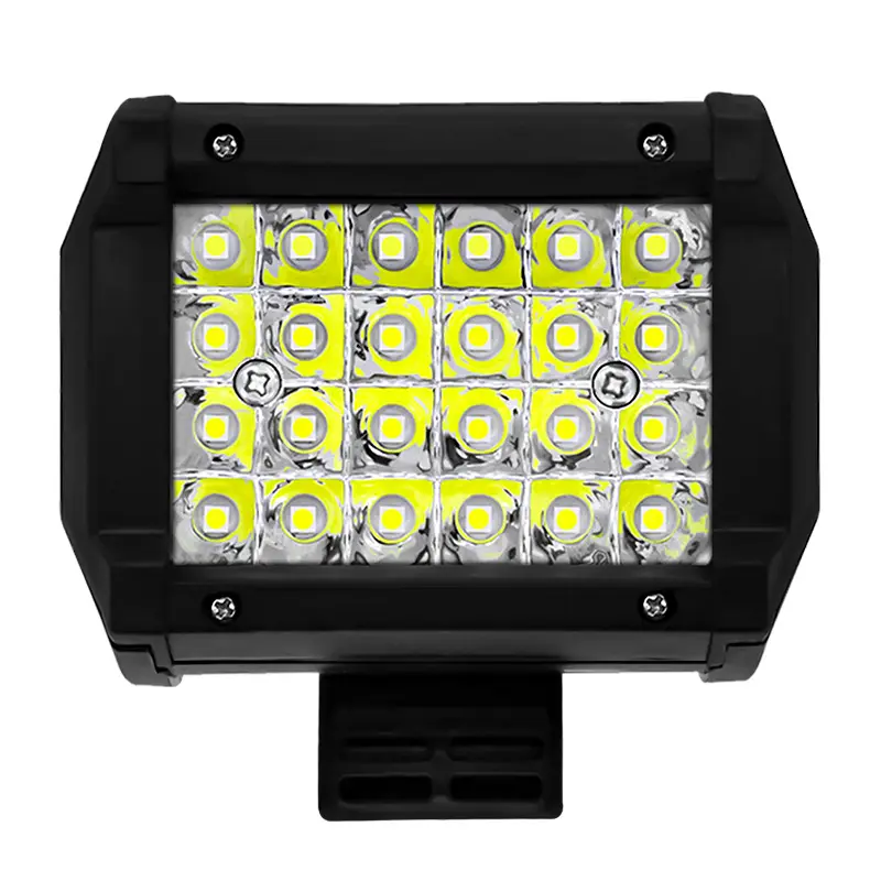 4 pouces 72W 24LEDs 12V 24V LED Lampe de travail pour voiture Barre d'éclairage de conduite de nuit Camion SUV Off Road Tracteur Phare