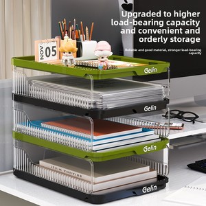 Kotak Organizer File A4 Transparan Rak Penyimpanan Desktop Rak Dokumen Tempat Kertas Dapat Ditumpuk untuk Kantor Sekolah Grosir - Product Image 3