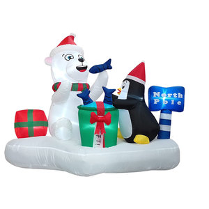 Large Outdoor <strong>Christmas</strong> Inflatable Decor, Santa on Polar Bear with Penguins, Big LED Lighted Holiday Yard Decoration - Product Image 5