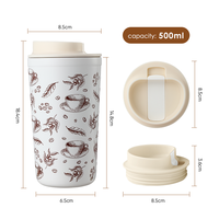 Mug isotherme portable en acier inoxydable, mignon et écologique, réutilisable, 350 ml, avec couvercle à pression, garde le froid 12h et le chaud, idéal pour les cadeaux