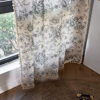 Rideau occultant de balcon en tissu uni noir et blanc, style japonais, peinture à l'encre de pivoine, pour quelques maisons d'hôtes