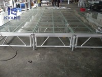 Plateforme de scène modulaire pliable en verre, podium portable transparent en alliage d'aluminium léger pour événements, concerts et mariages