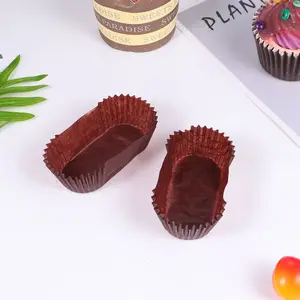 Yağ geçirmez kahverengi kağıt kek kalıpları Cupcake Liner pişirme Cupcake Mini dikdörtgen kek kupası kağıt
