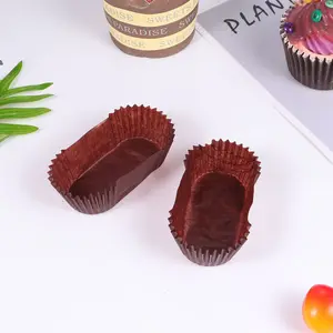 Khuôn Bánh Giấy Màu Nâu Không Thấm Mỡ Cupcake Lót Bánh Cupcake Mini Hình Chữ Nhật Bánh Cup Giấy