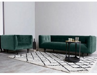 Canapé Chesterfield moderne en tissu vert velours de haute qualité, trois places, style nordique, ensemble de meubles pour salon