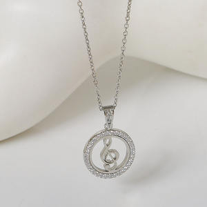 Collier minimaliste hypoallergénique plaqué or en acier inoxydable résistant au ternissement cercle <span class=keywords><strong>Lotus</strong></span> arbre de vie Note de musique Fine Jewelry - Product Image 5