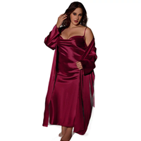Ensemble robe longue et peignoir à col bénitier grande taille, vêtements de détente pour femmes printemps-été, sexy et confortable, convient jusqu'à 200 livres