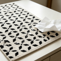 Tapis marocain jacquard PP noir et blanc à motif quadrifoliaire pour salon, tapis de sol moderne à motif géométrique treillis, lavable