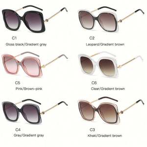 Lunettes de soleil tendance 2021 avec logo personnalisé, monture en métal, monture torsadée, lunettes de soleil surdimensionnées pour femmes - Product Image 6