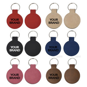 时尚粉色可激光雕刻人造皮革圆形钥匙扣 耐用定制徽标皮革钥匙圈 适合纪念品礼品 - Product Image 4