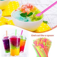 Kustom kerucut salju sendok sedotan fleksibel sekali pakai milkshake minum PLA Biodegradable sendok sedotan untuk es