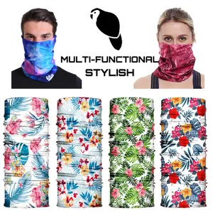 Multifunctional Stylish Flower Print Custom Seamless Polyester Buffs Face Bandana Neck Gaiter Headband