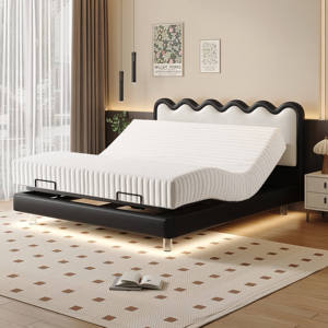 Cadre de lit flottant moderne |   Lit plateforme électrique réglable à gravité zéro |   Lit King Size en tissu technique haut de gamme avec moteur silencieux - Product Image 1