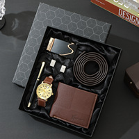 Coffret cadeau montre-portefeuille pour la fête des pères pour hommes avec stylo à logo personnalisé, matériau PU, mouvement à quartz - Produit promotionnel