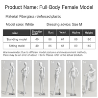 Maniquí de torso femenino de alta gama, marca Robben, blanco mate, sin cabeza, de fibra de vidrio, en pose de pie, para exhibición de ropa.