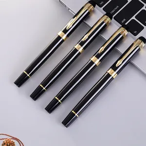 2022 New Design Black Classic Luxury Metal Fountain Pen Set Ink Pens Custom Logo For Business Gift