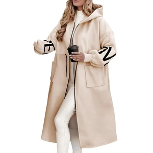 Dropshipping Shopify, gabardina de manga tejida de Color sólido <span class=keywords><strong>con</strong></span> bolsillos para <span class=keywords><strong>mujer</strong></span>, Chaqueta larga cortavientos <span class=keywords><strong>con</strong></span> <span class=keywords><strong>capucha</strong></span>, abrigo - Product Image 5