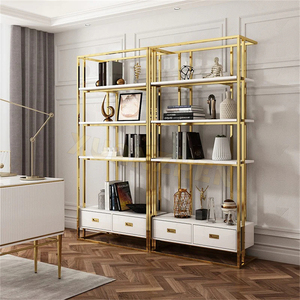 Muebles de sala de estar, nuevo diseño, estanterías de cristal de acero inoxidable, estantería <span class=keywords><strong>Montessori</strong></span>, estantería de biblioteca de madera <span class=keywords><strong>blanca</strong></span> - Product Image 1