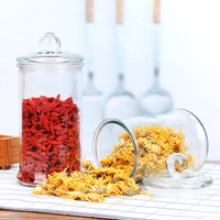 Bocal en verre transparent pour thé, pot hermétique pour fleurs de citron, conteneur de stockage anti-humidité, vente en gros