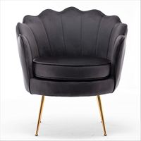 Chaise de loisirs moderne de haute qualité à cadre en métal doré en tissu de velours noir
