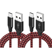 Kabel Pengisian Cepat USB 2.0 Tipe C 5V/3A 3ft 6ft Nylon Braided Berkualitas Tinggi dari Produsen, Transfer Data 480Mbps untuk Ponsel