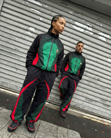 Ensemble de survêtement unisexe personnalisé avec impression et broderie, streetwear, course à pied, veste coupe-vent en nylon et polyester, pantalon de jogging