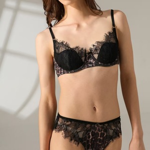 Sous-vêtements et essentiels sous-vêtements sensibles sous-vêtements en dentelle à motif de panthère mince grande poitrine montrer petit soutien-gorge de texte pour les femmes - Product Image 3