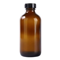 Bouteille d'huile essentielle en verre ambré de grande taille, ronde, de type Boston, avec bouchon à vis noir, disponible en 15 ml, 30 ml, 60 ml, 120 ml, 250 ml et 500 ml.
