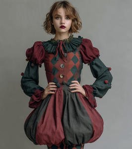 Disfraz de Payaso Arlequín de Poliéster para Mujer, Diseño a Cuadros Blancos y Negros, Estilo Vintage de Circo, Disfraz de Fantasía para TV, Películas, Halloween y Cosplay - Product Image 2