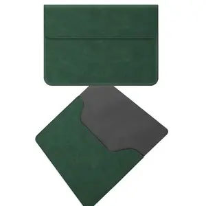 Portable Mouse Pad Luxury Table Cover Premium Leather Envelop Bag Elegant Laptop Cover Olive Velvet Leather Tablet Sleeve