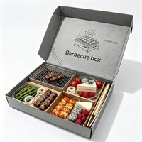 Boîte d'emballage alimentaire personnalisée pour plats à emporter avec compartiment intégré pour charbon de bois, idéale pour les kebabs et brochettes grillés