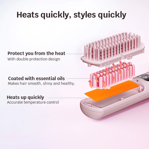 Spazzola Lisciante per Capelli <span class=keywords><strong>Dr</strong></span> Flash Portatile Senza Fili con Display della Temperatura e Tecnologia Ionica - Product Image 4