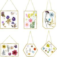 Cadre en laiton avec verre transparent double face pour l'art floral pressé, décoration murale pour la maison, cadeau de mariage