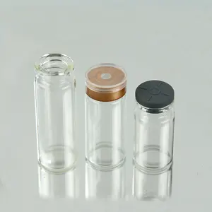 Empty Clear 3ml 5ml 10ml 20ml Freeze-dried Powder Vials Glass Liquid Medicine Ampoule Bottle with Rubber Stopper Metal Lid