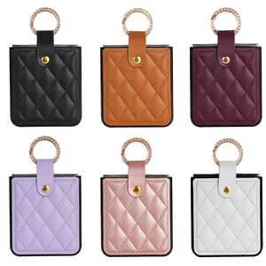 Forsamsung Galaxy Z Lật 3 4 5 6 Điện thoại di động sang trọng kẻ sọc da mềm chống rơi Nhẫn Chủ Lady trường hợp - Product Image 6