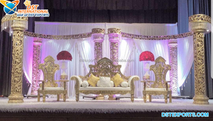 Ensemble de canapés extensibles avec sièges dorés, design de luxe, idéal pour le mariage, les mariés, 4 pièces - Product Image 3